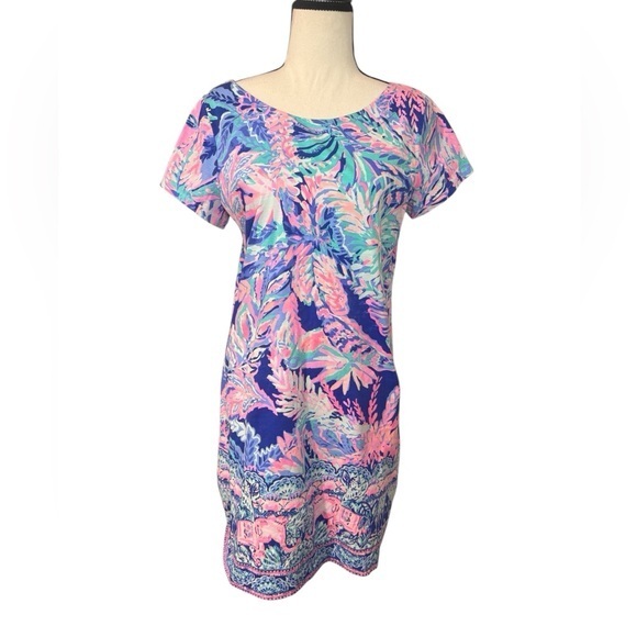 Lilly Pulitzer Bay Dress Sunset Safari Short Sleeve - Picture 1 of 7